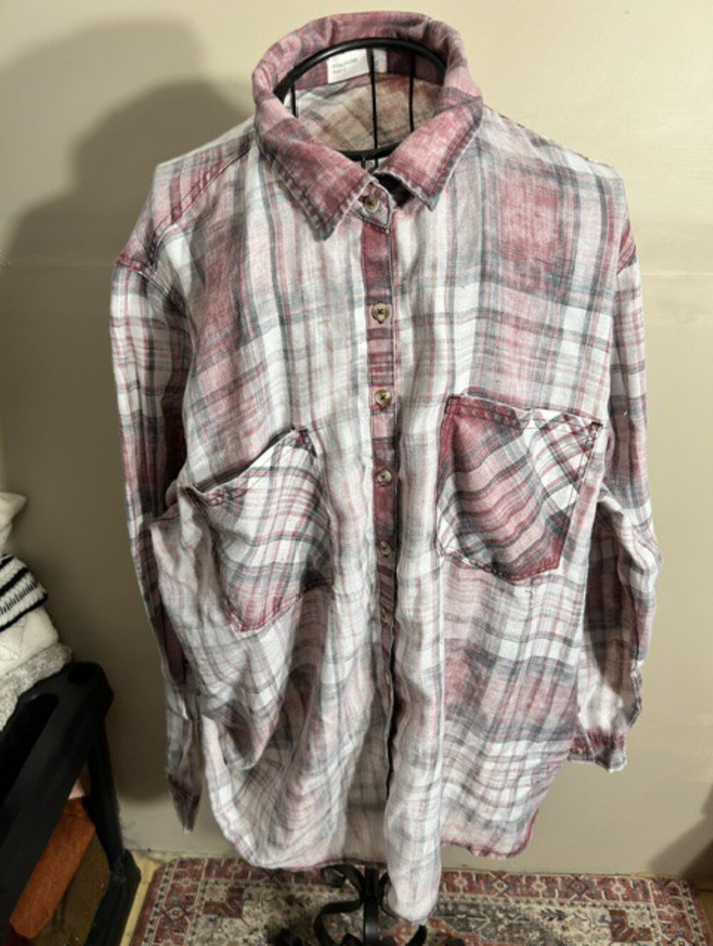size 3 three x womens shirt top plaid blouse plus sized 3x button